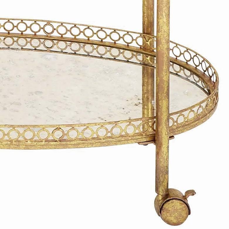 Gold Iron Traditional Bar Cart Q355833