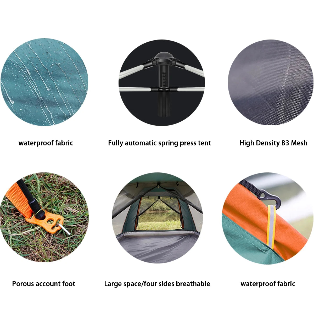 3/4 Person Waterproof Dome Tent with Carry Bag C594580