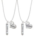 Silvertone Family Bar Mother & Daughter Heart Necklaces (Set of 2), 19"+2" H46551
