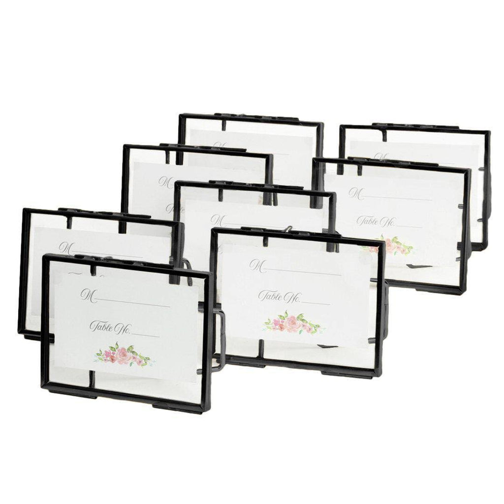 Black Pressed Glass 5 x 7 Photo Frame 8-Pack with Stands Q489