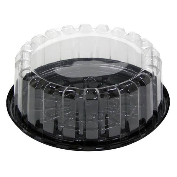 Plastic Round Cake Container Black/Clear, 100/Case F57687