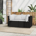 Black Poly Rattan Patio Corner Sofa with Cushions J25564