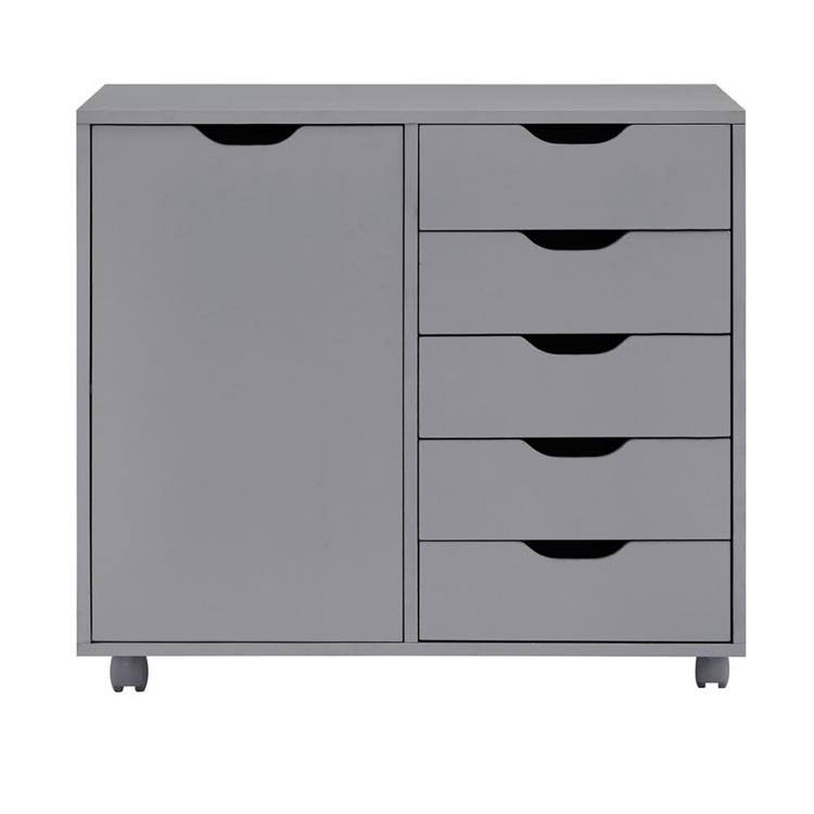 Gray 5-Drawer Office Storage Cabinet with Shelves R82246