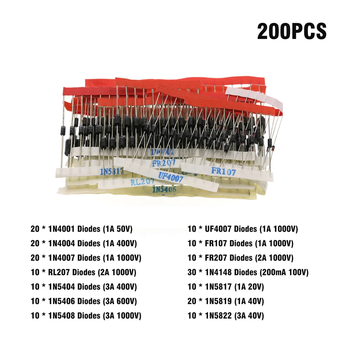 200PCS Diode Assortment Kit F615005