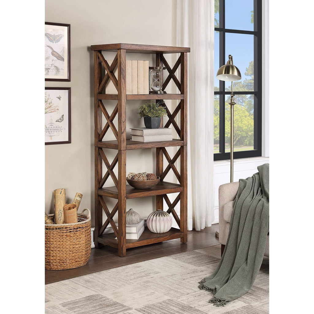 Chestnut Brown Four Shelf Tall Bookcase B314