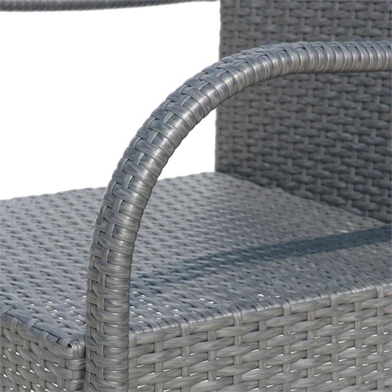 Gray Wicker Barstool Chair (Set of 2) O5204