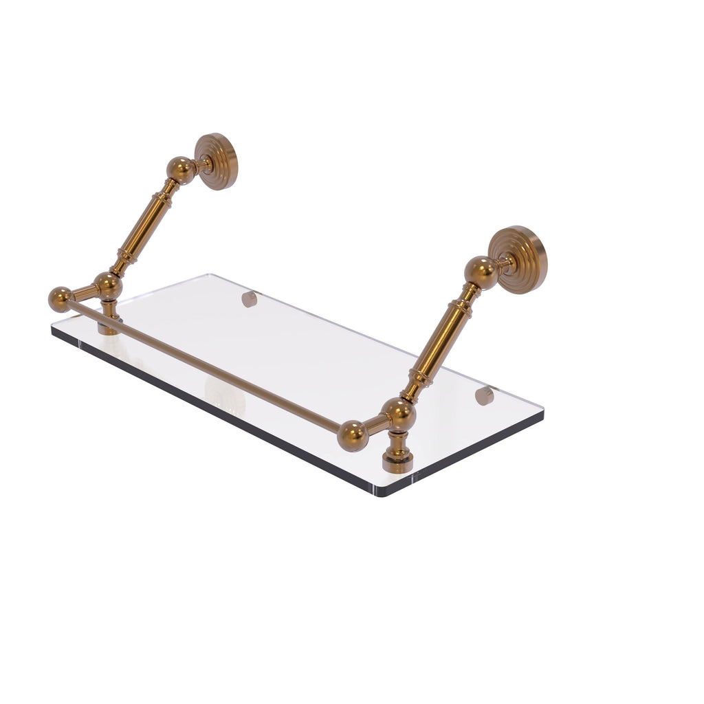 30 in. Floating Glass Shelf with Gallery Rail Satin Brass B59794