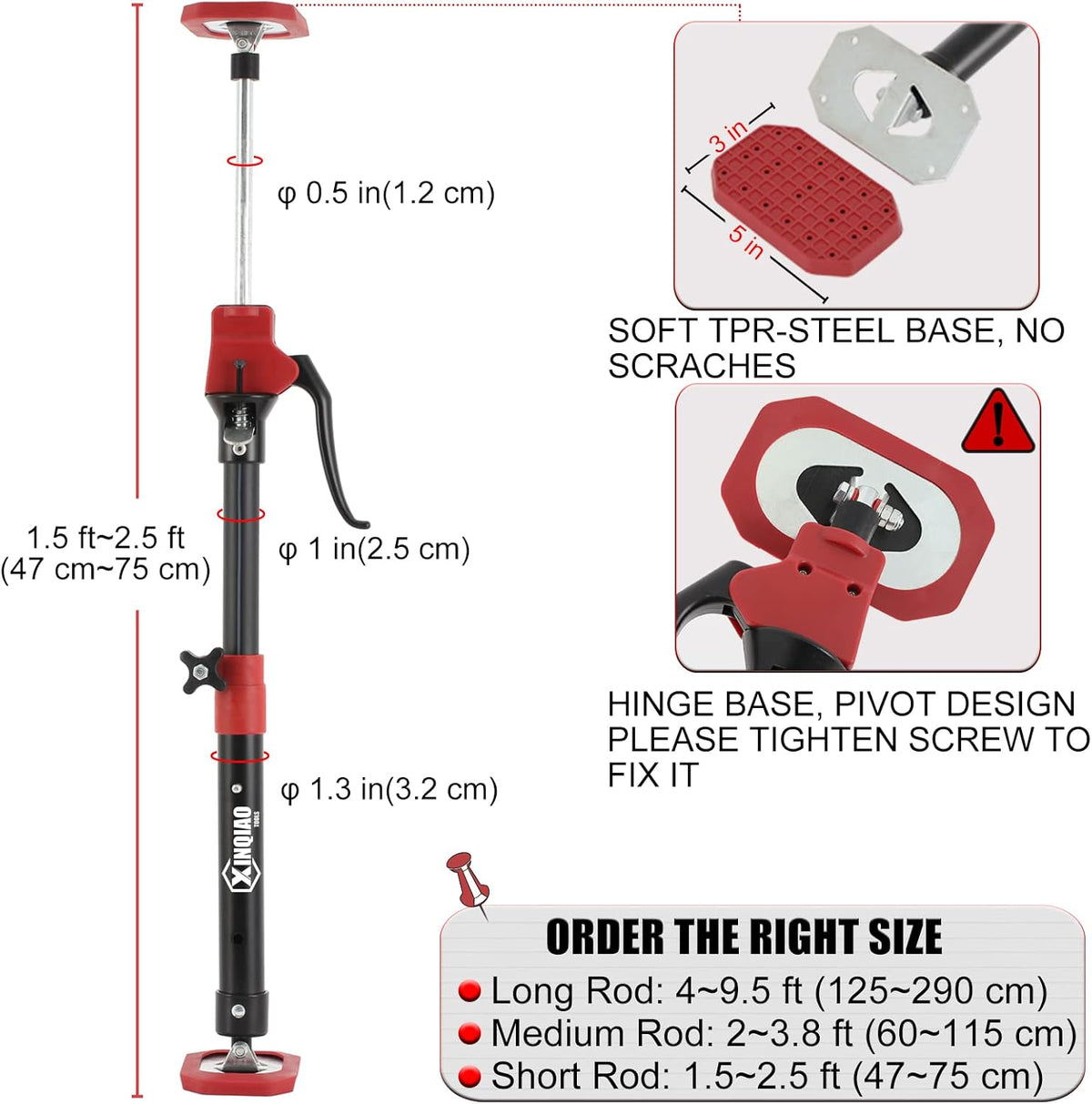 Third Hand Tool Steel Support Rod, 1.5 Ft- 2.5 Ft Long, Pack of 2 Y421