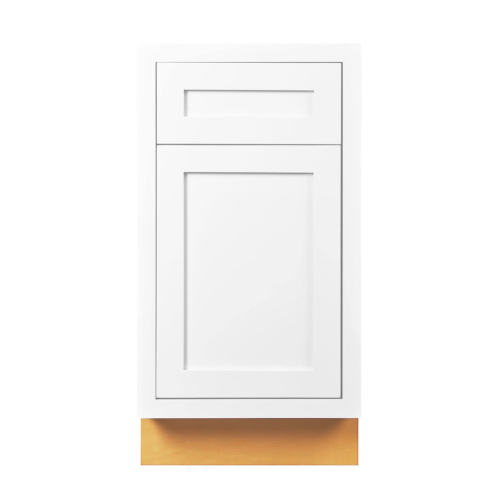 18 inch Wide Kitchen Base Cabinet Snow White Inset Shaker Single Door Single Drawer V398121