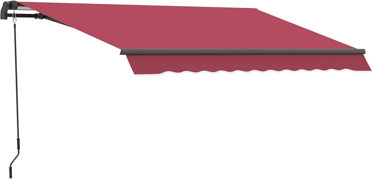 10' x 8' Manual Retractable Awning with UV Protection, Red K208435