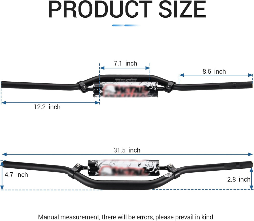 1 1/8" 28mm Handlebars 4 Pcs with Bar Pad, Universal Grips, Handlebar Brackets (Black) Pack of 2 T149291