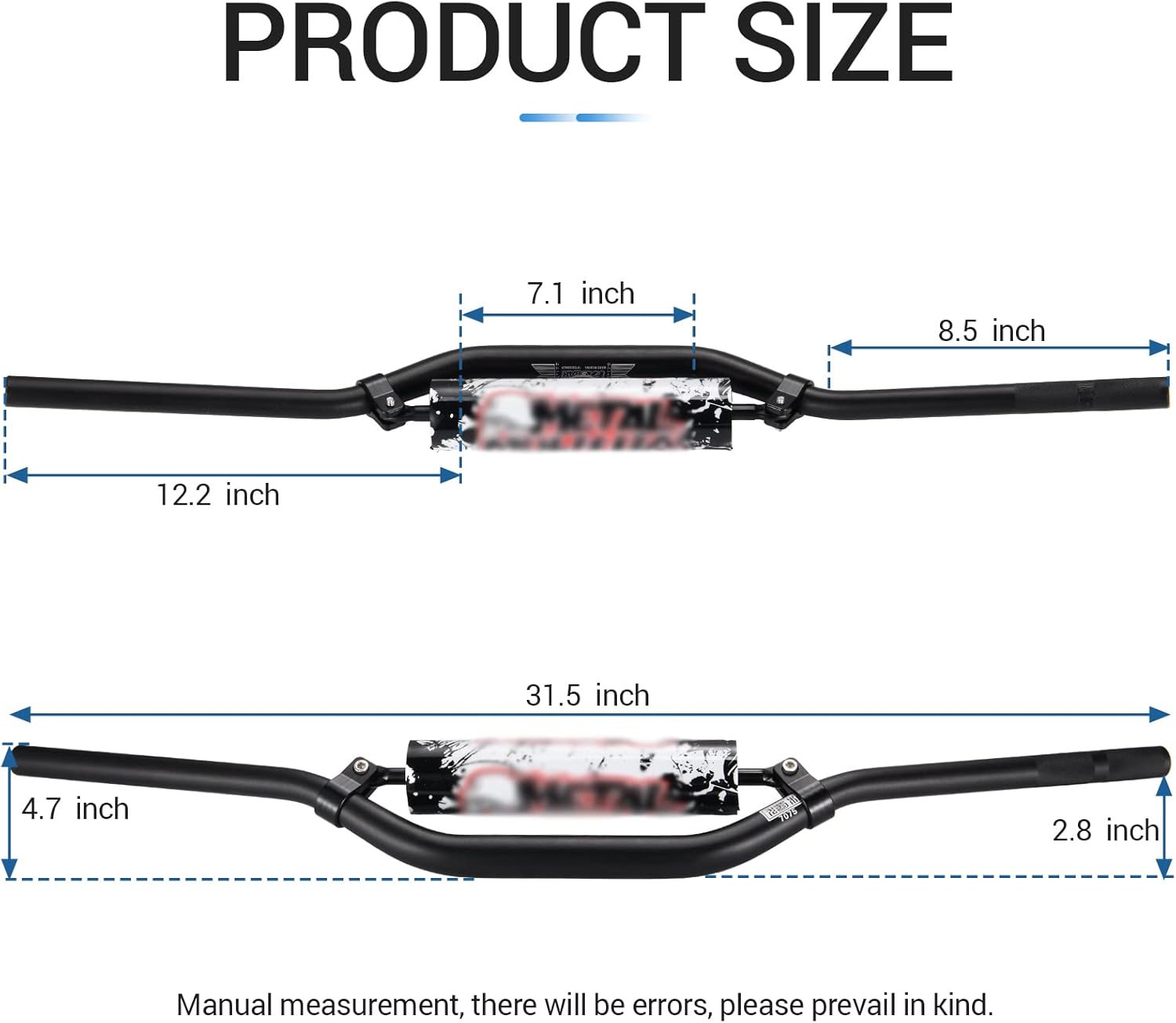 1 1/8" 28mm Handlebars 4 Pcs with Bar Pad, Universal Grips, Handlebar Brackets (Black) Pack of 2 T149291
