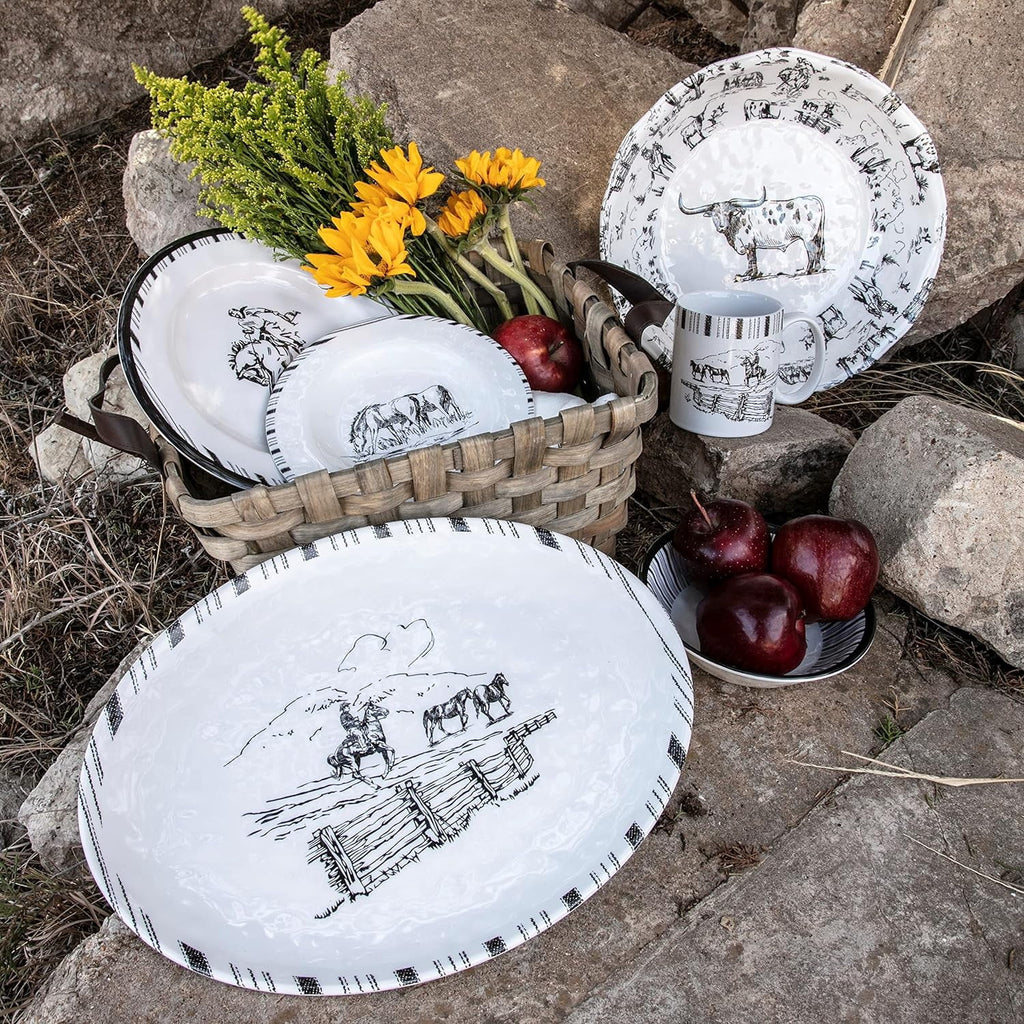 Black And White Melamine Serving Platter T34360