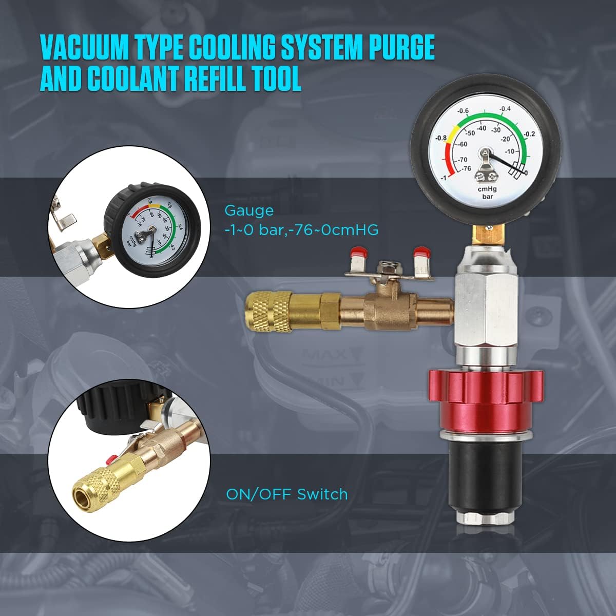 Coolant Vacuum Refill Tool Kit with 4 Rubber Sleeves & 1 Universal Adapter Cone Plug, Pack of 2 J6739