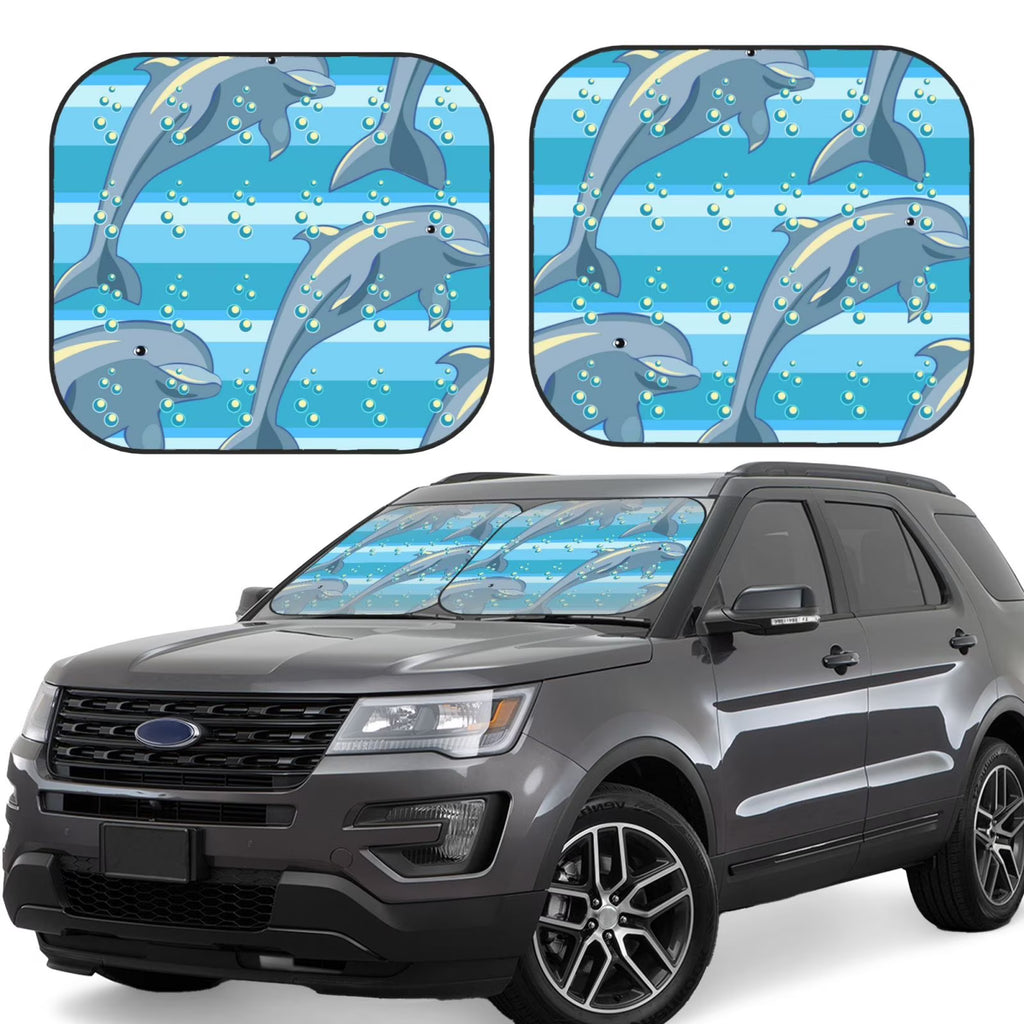Dolphin Windshield Sun Shade 2-Piece Car Front Window Sunshade X66520