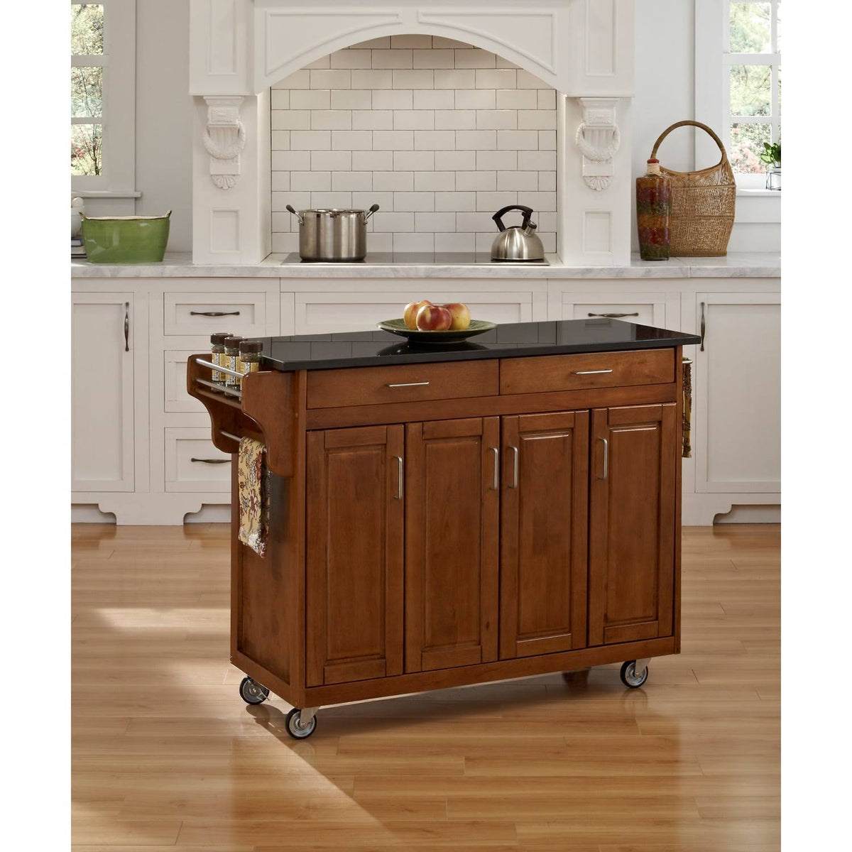 Black Granite Top Kitchen Cart D676773