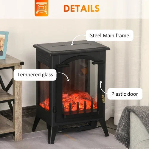 23" Electric Fireplace Heater, 750W/1500W, Black M473