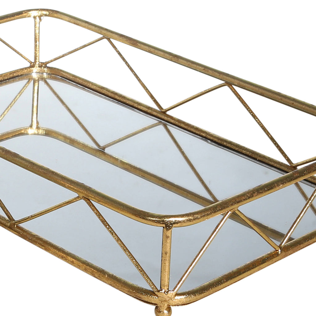 Rectangular Metal Frame Tray with Glass Top, Set of 2 I366776