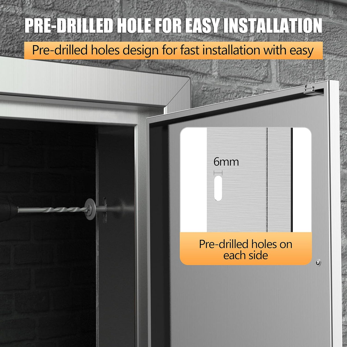 Outdoor Kitchen Doors 36W x 21H Stainless Steel Double Wall Construction Vertical Door F82403