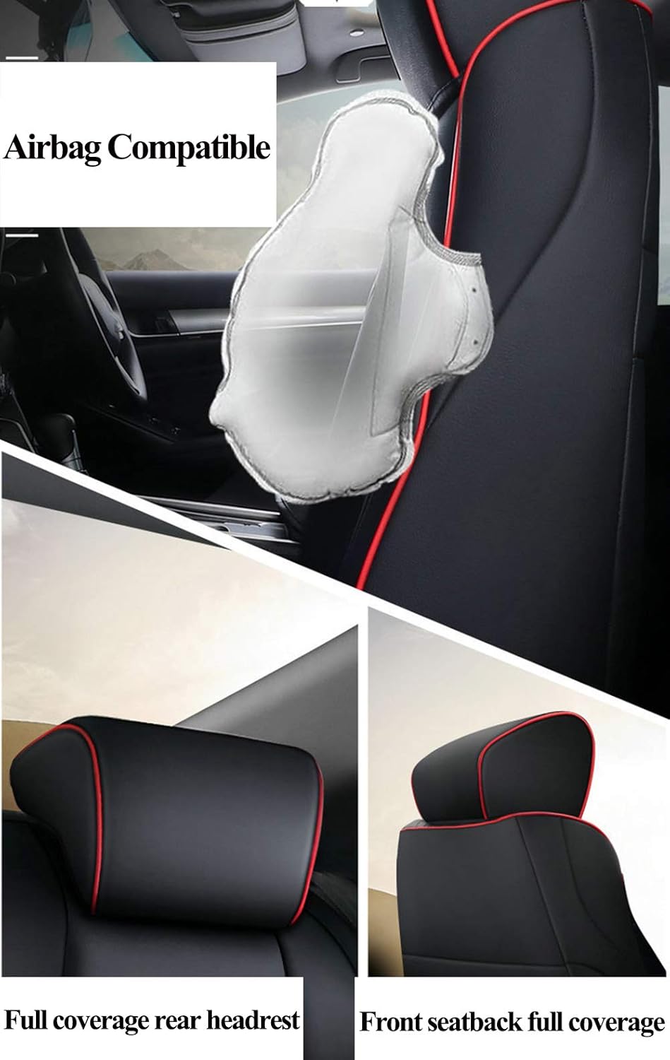 Black Leatherette Full Set Car Seat Covers E2916