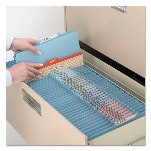 Eight-Section Pressboard Classification Folders with Fasteners, Legal Size, Blue, 10/Box K456594