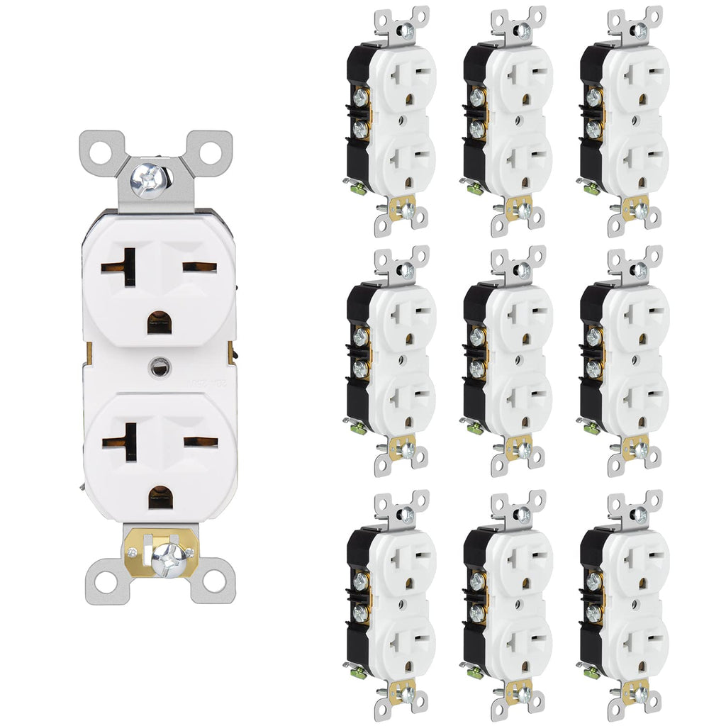 20Amp 250V 2 Pole 3 Wire White 10-Pack Wall Outlet Receptacle W31676