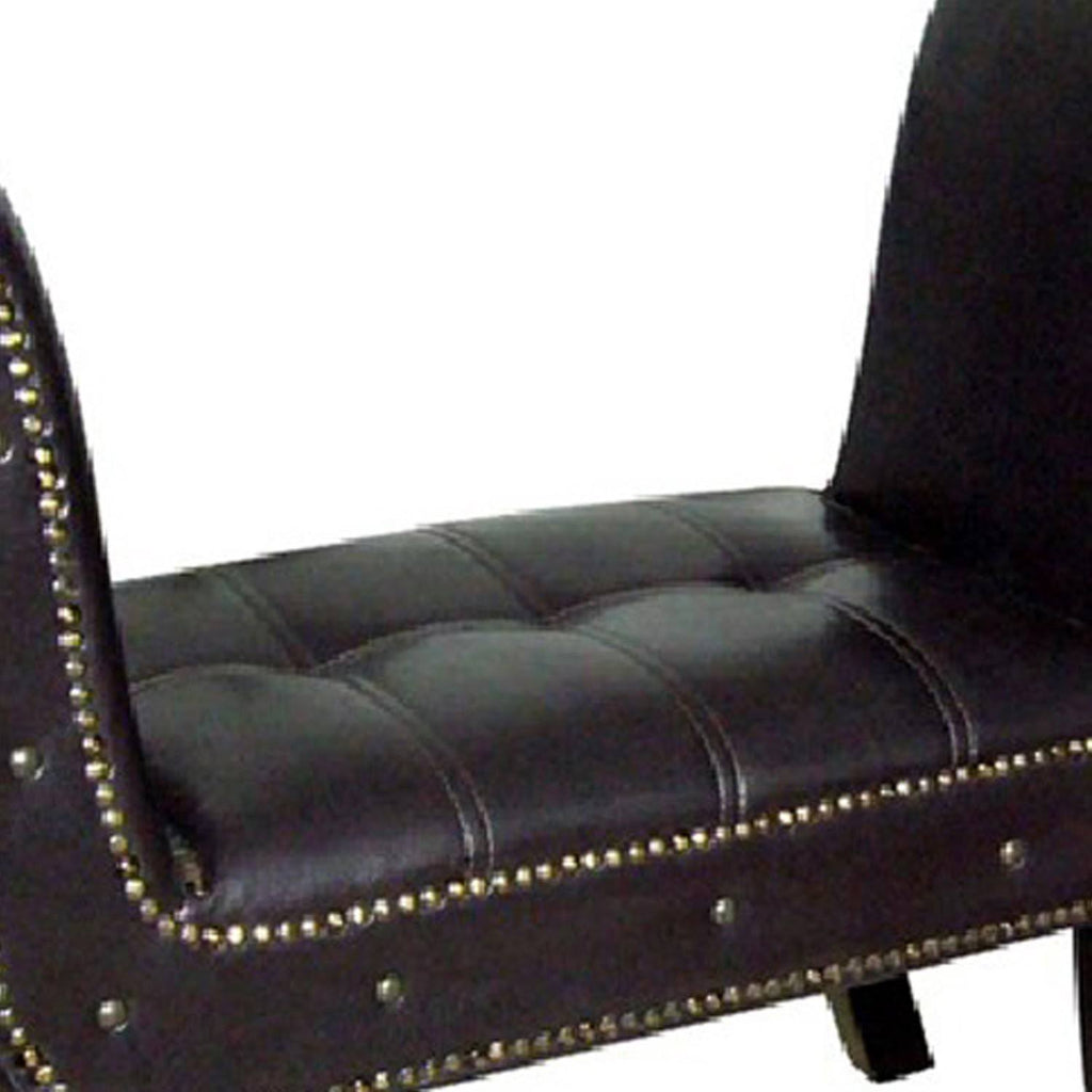 Dark Brown Leatherette Bench with Nailhead Trim A35851