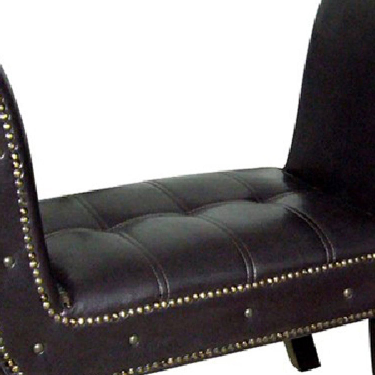 Dark Brown Leatherette Bench with Nailhead Trim A35851