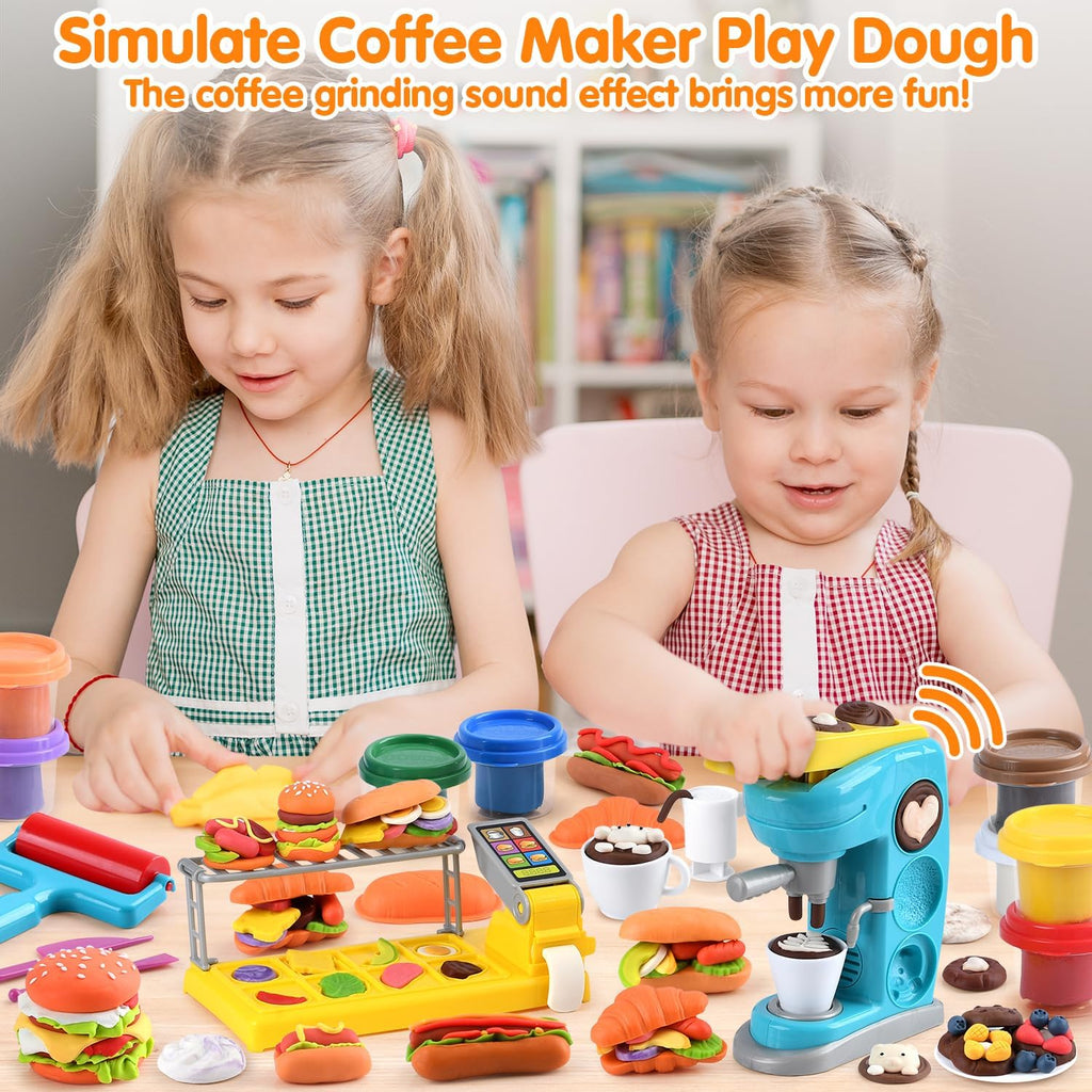 Multicolor Playdough Coffee Maker Toy Set P9376