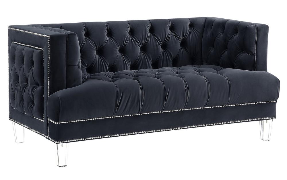Black Velvet Sofa and Loveseat G796