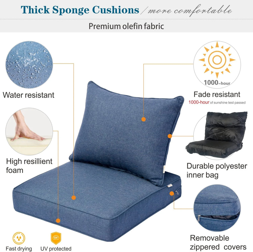 Back and Seat Cushion Set, 2-Piece Replacement Cushions for Deep Seating Patio Chair X352923