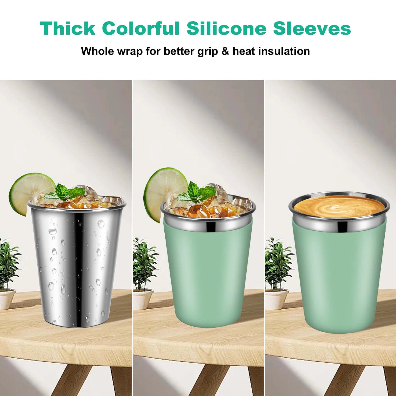 12oz 6Pcs Toddler Cups with Straws, Lids and Silicone Sleeves D8300