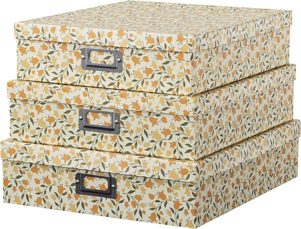 Decorative Storage Cardboard Boxes with Lids, Set of 3 Y786575