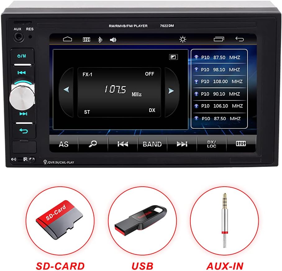 6.2" HD Touch Screen Double Din Car Stereo with Bluetooth U721027