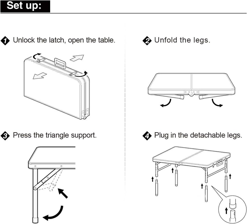 White 36 x 24 inch Aluminum Folding Camping Table S166