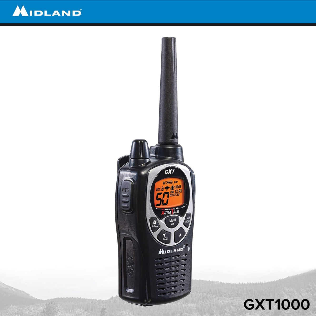 50 Channel GMRS Two-Way Radio Walkie Talkie Black/Silver Pack of 6 T594013