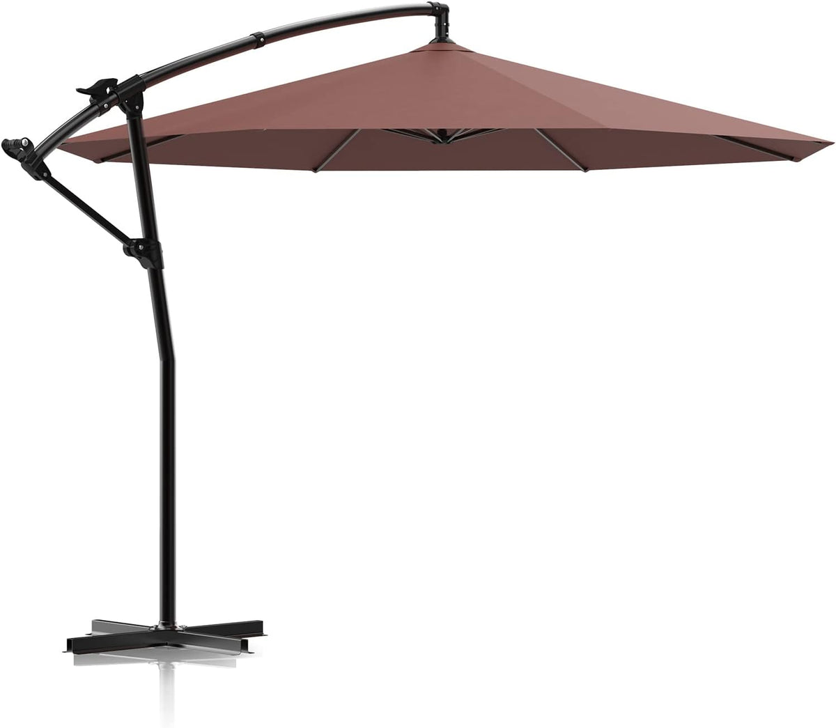 8 Ft Cantilever Offset Patio Umbrella with Crank & Cross Base, Dark Grey I4414