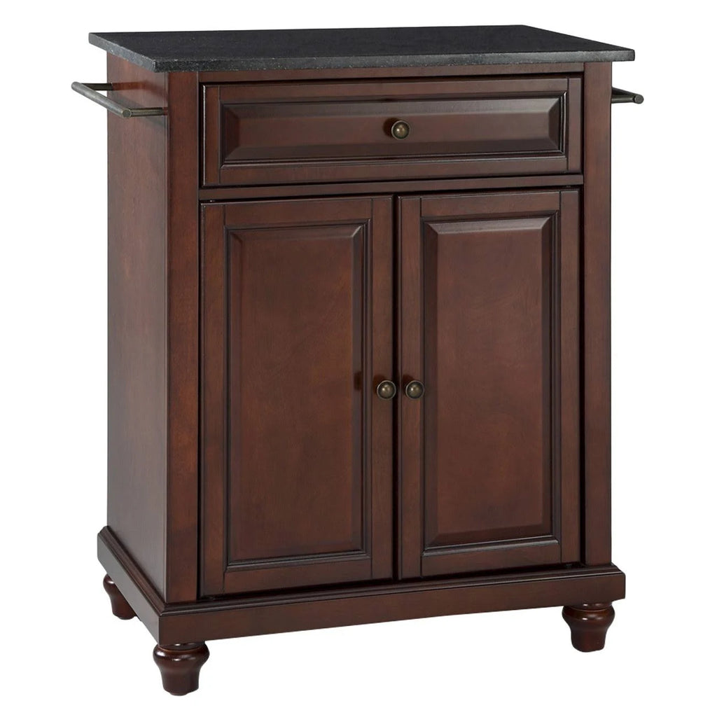 Mahogany Solid Black Granite Top Portable Kitchen Island A846