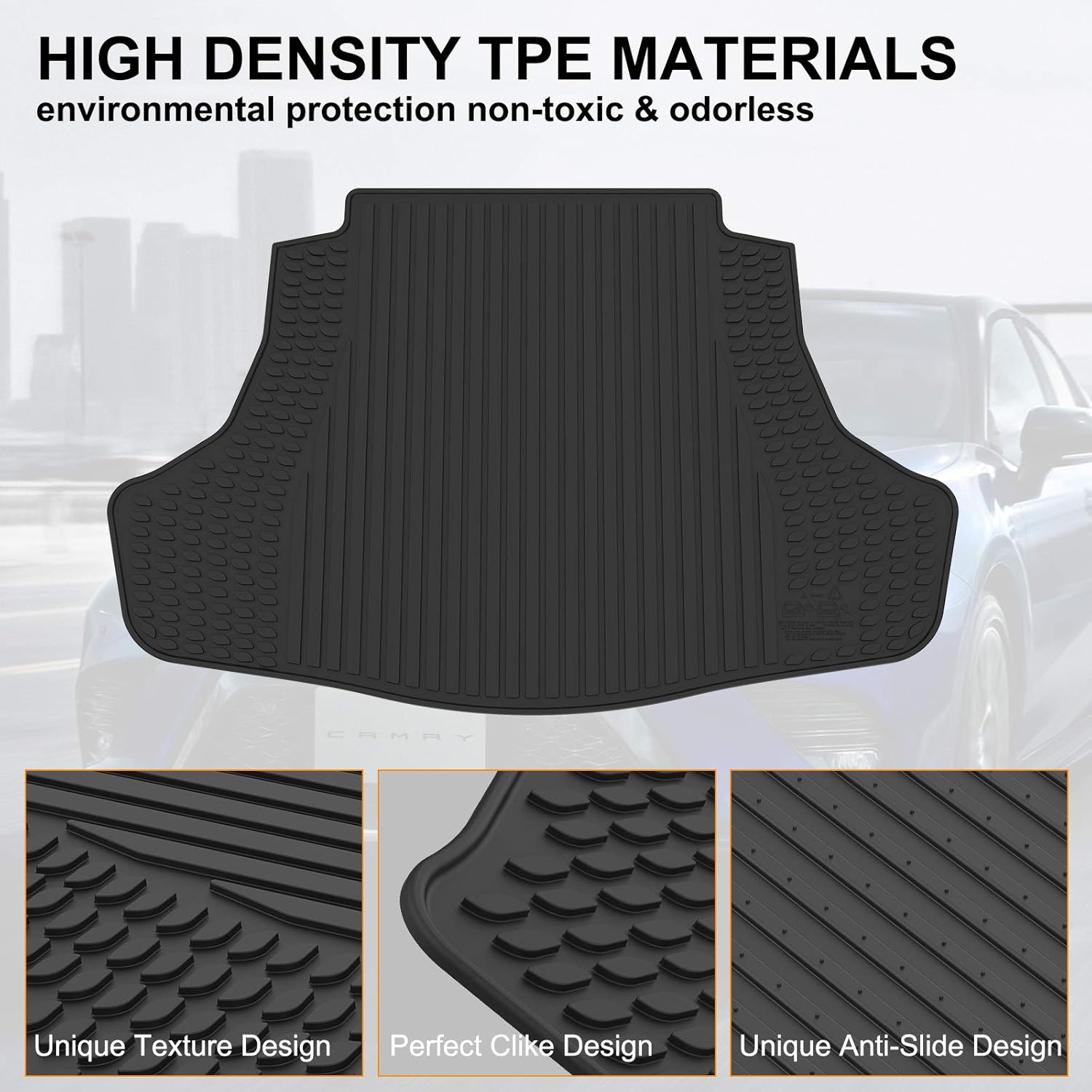 Black TPE Cargo Trunk Mat for Toyota Camry M455