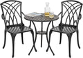 3 Piece Cast Aluminum Black Patio Bistro Table Set E2880