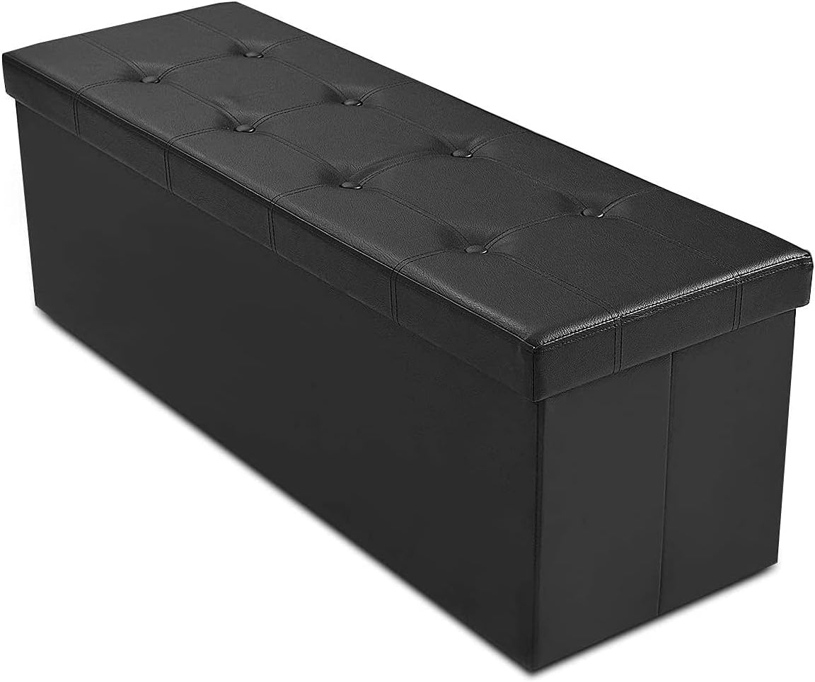 Faux Leather Storage Ottoman Bench with Padded Seat C513