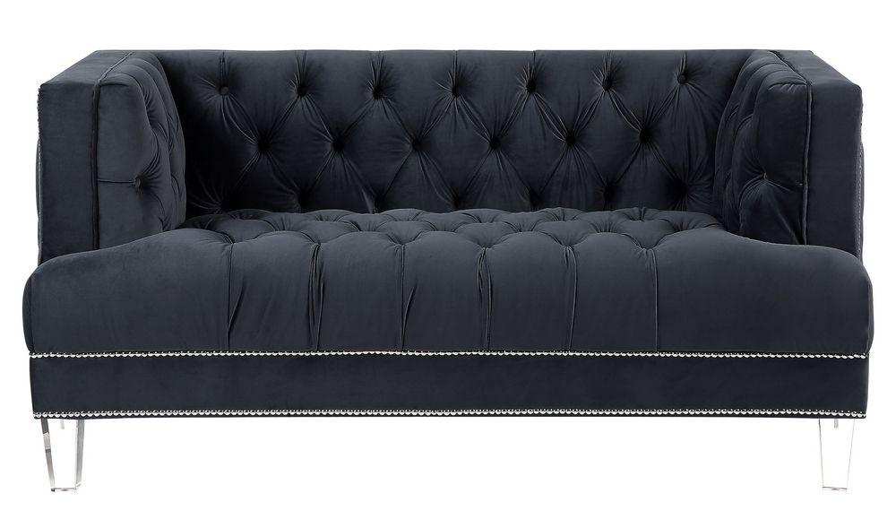 Black Velvet Sofa and Loveseat G796