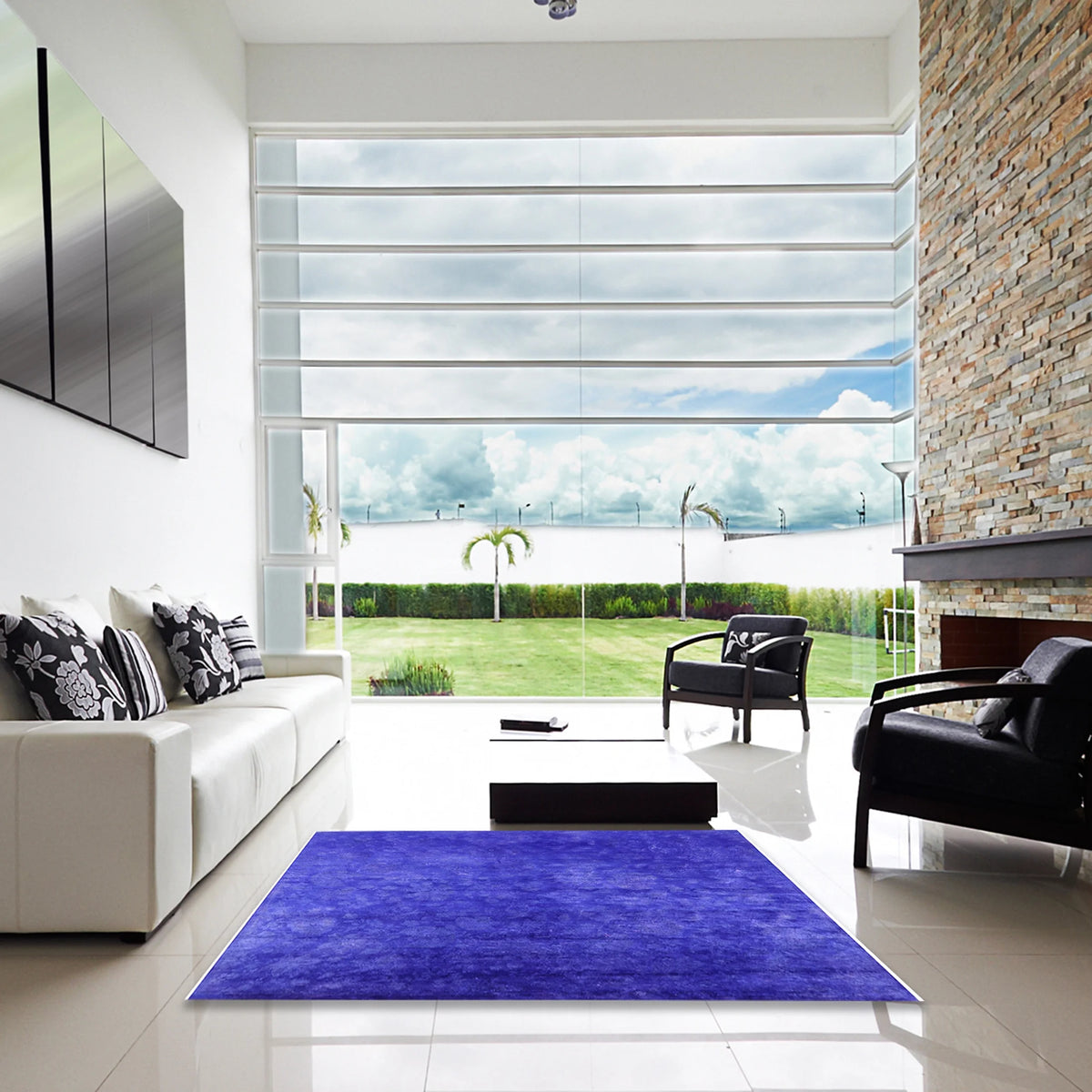 Blue Oriental Rectangle Area Rug 2' x 4' U68439