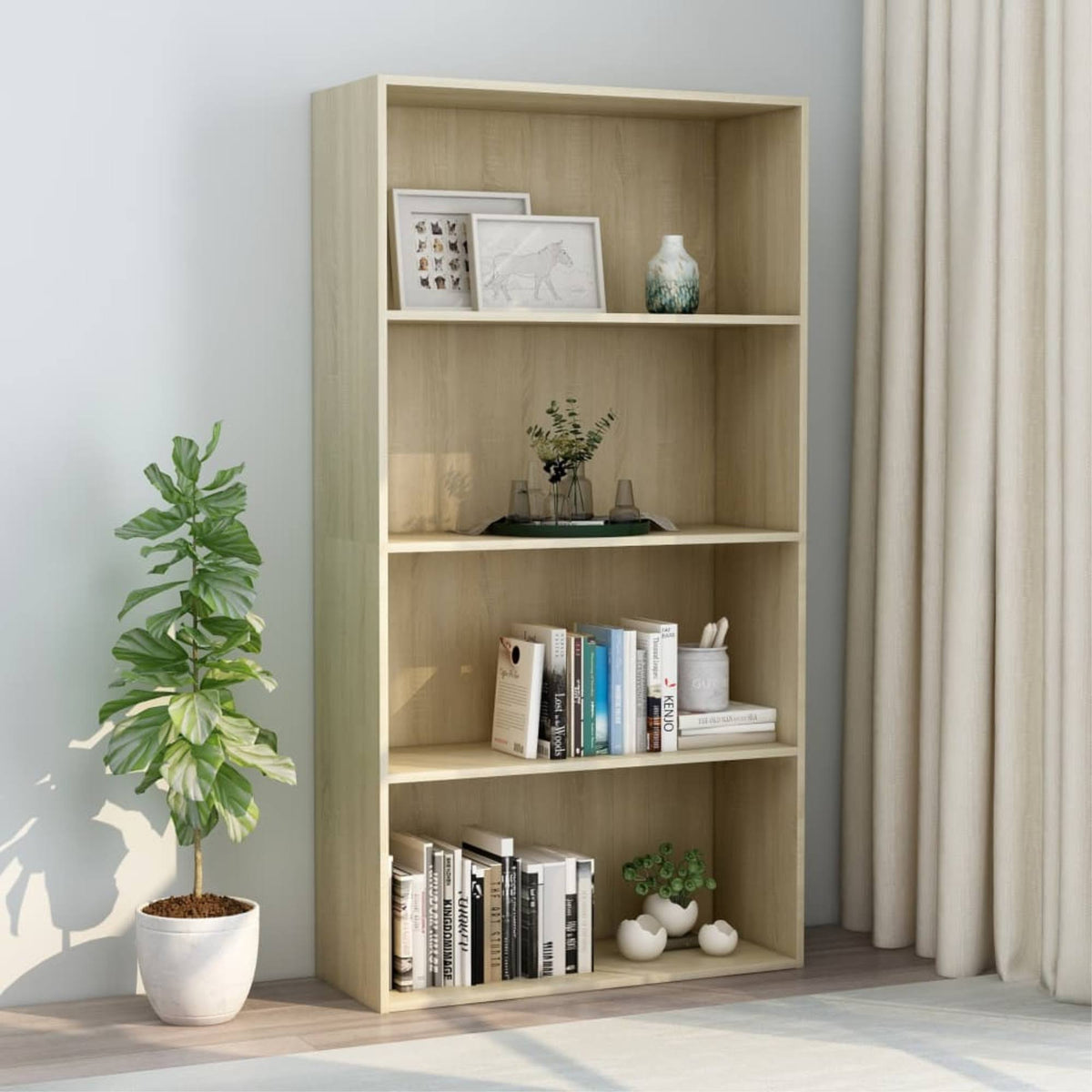 Sonoma Oak 4-Tier Book Cabinet Chipboard P182