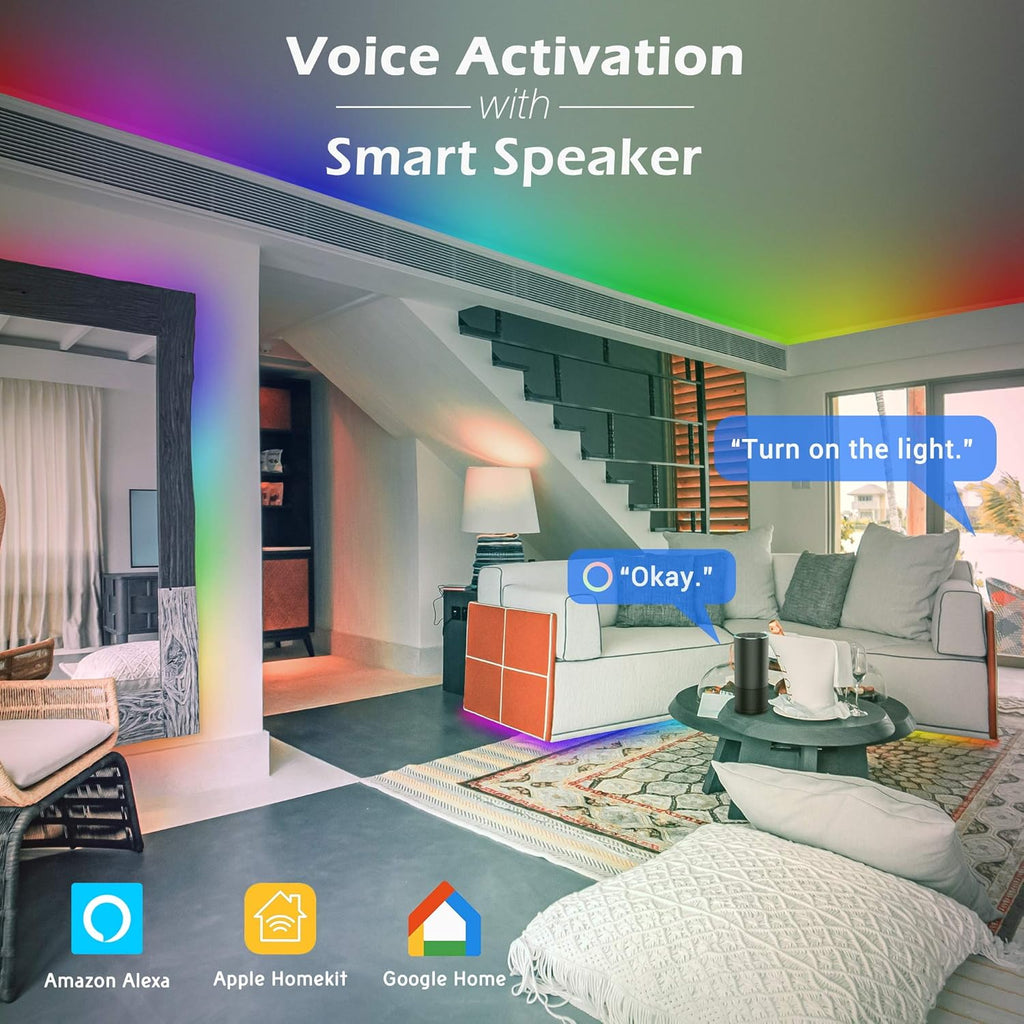 6.6 Ft WIFI Smart LED Strip Light Kit 5050 RGB Color Changing Pack of 2 O19109