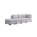 Light Gray Linen Fabric Reversible Sofa with Ottoman I78432