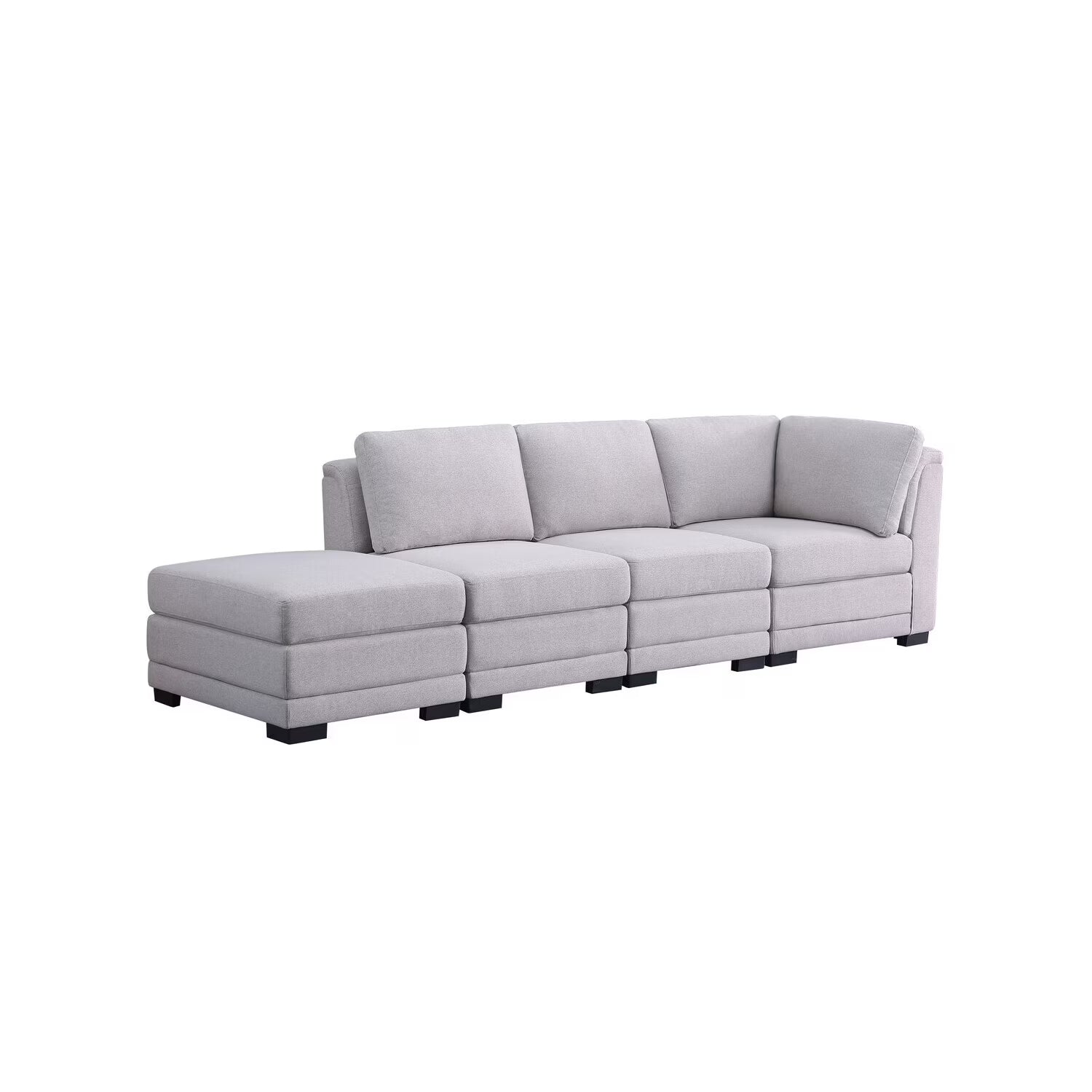 Light Gray Linen Fabric Reversible Sofa with Ottoman I78432