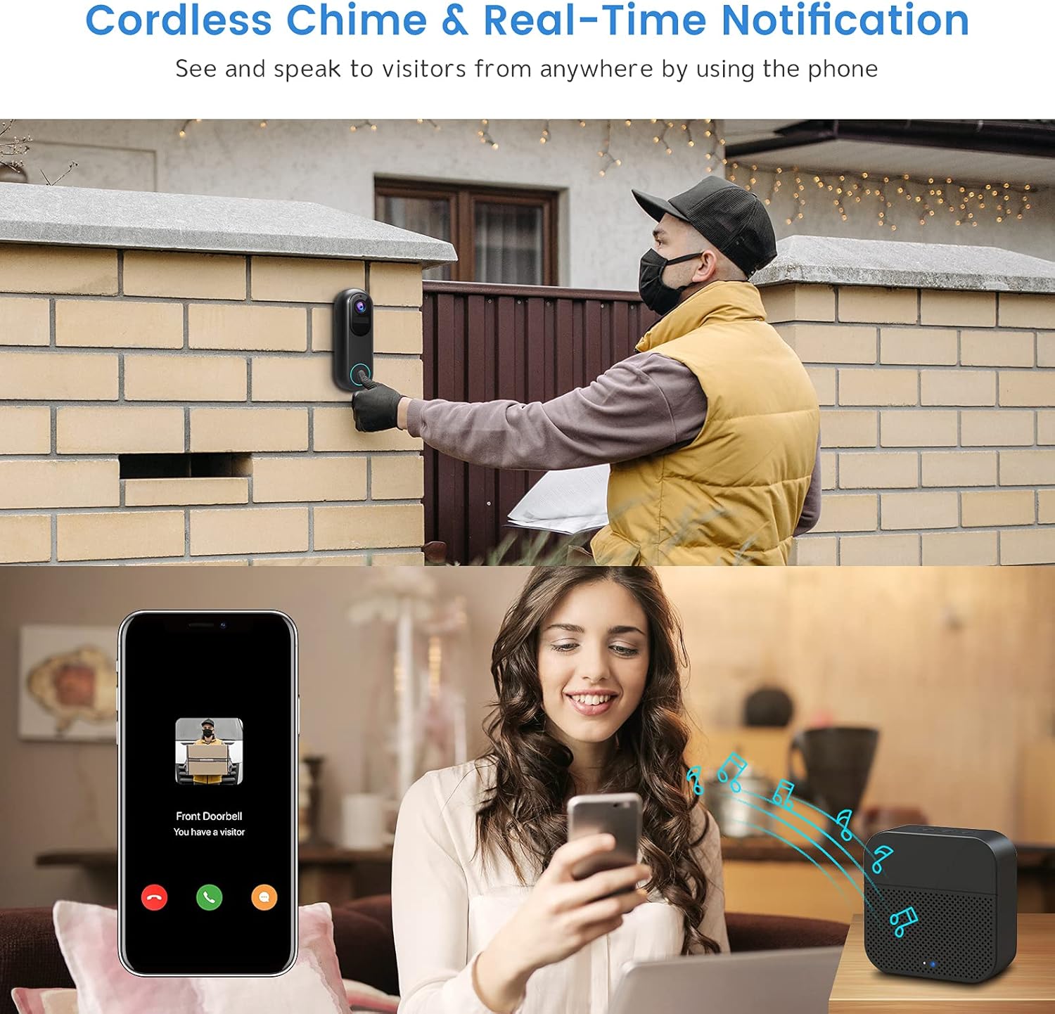 Wireless Video Doorbell Camera with Chime F968