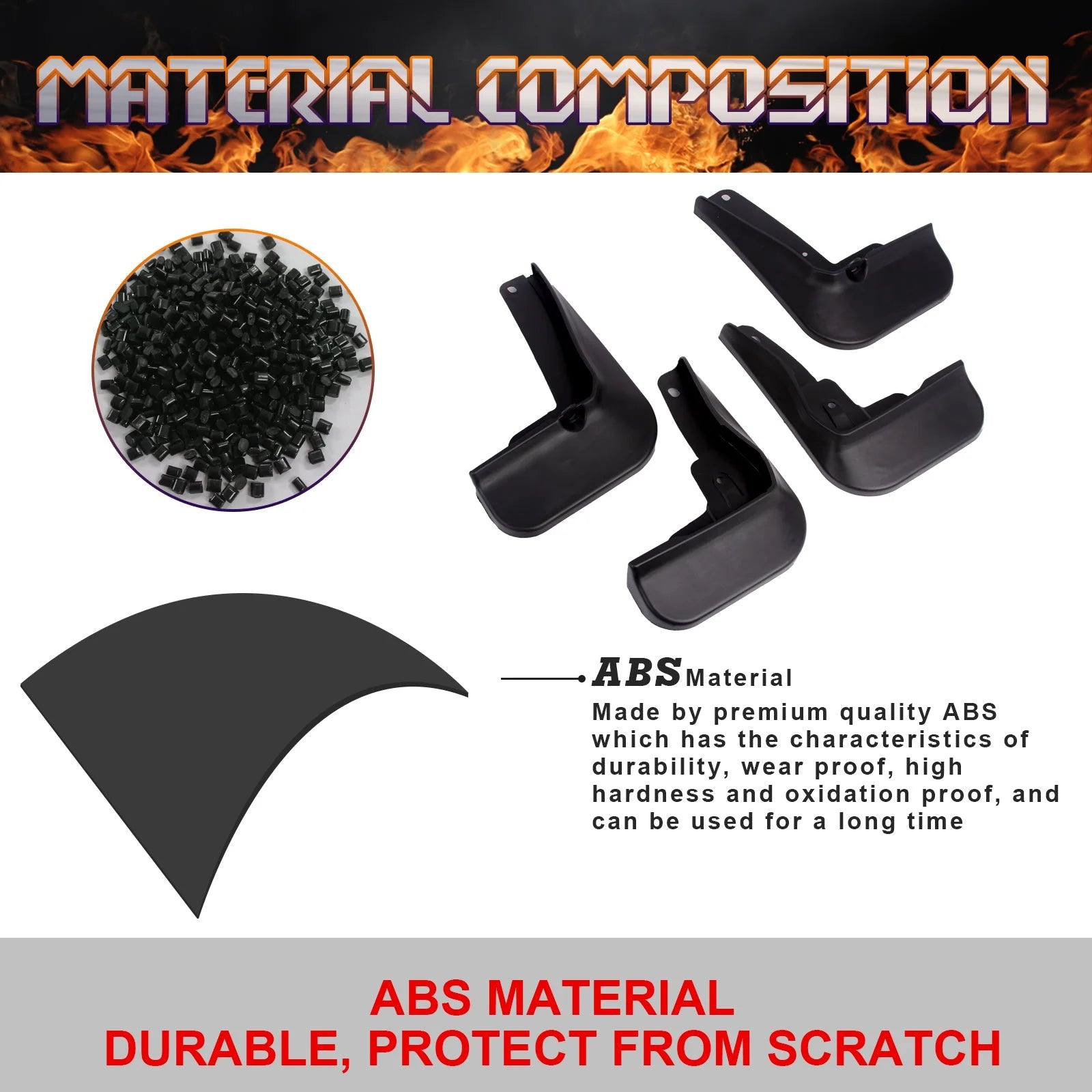 4PCS Front & Rear Mud Flap Splash Guards Fender Flare Mudguard Dirt Slush Trap Protector w/Hardware Accessories Full Set G23912