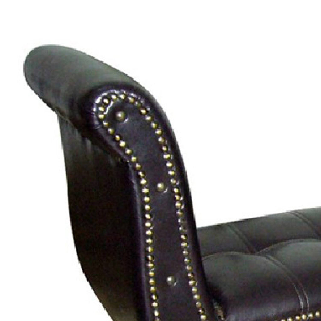 Dark Brown Leatherette Bench with Nailhead Trim A35851
